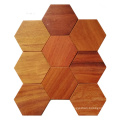 Insect-Proof Burlywood Copper Matte Hexagon 3D Wood Mosaic Tile Panel